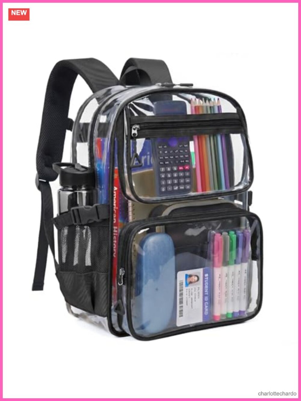 Clear Backpack for School, Heavy Duty PVC Transparent Bookbag with Laptop